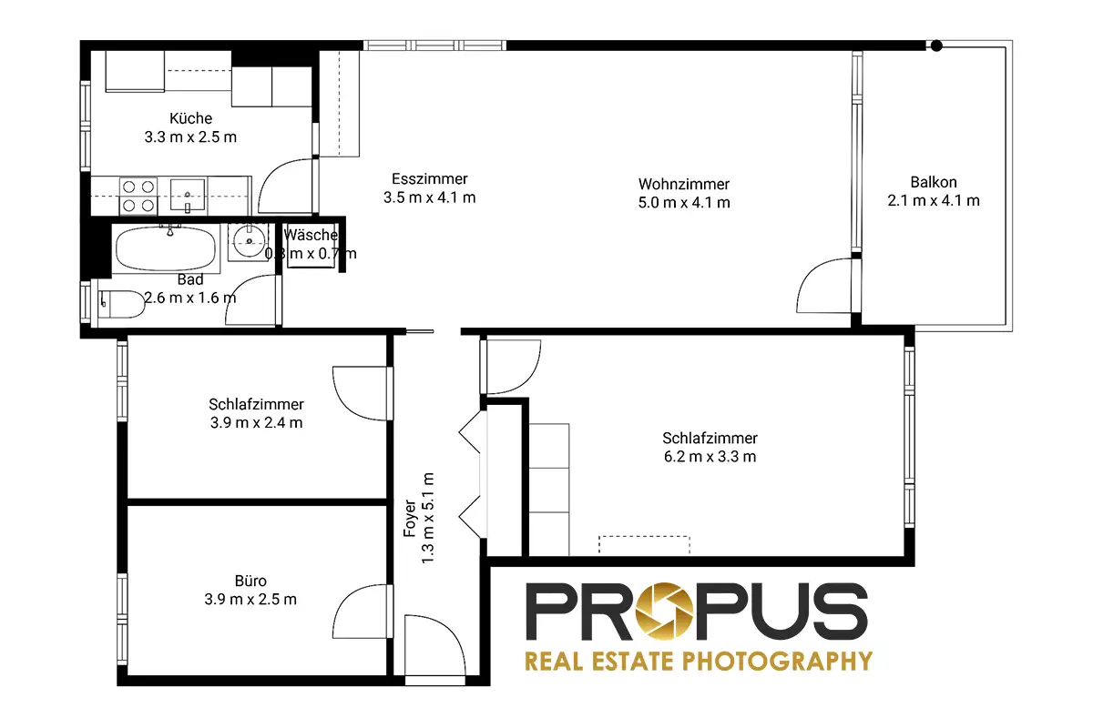 2D-Grundrissplan für Immobilien